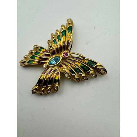Vintage Bob Mackie Butterly Pin Brooch Enamel Rhinestone Crystal - Picture 4 of 6